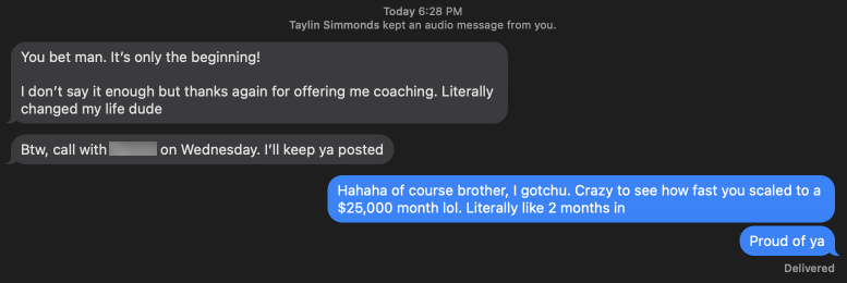 Taylin Simmonds — $25K month